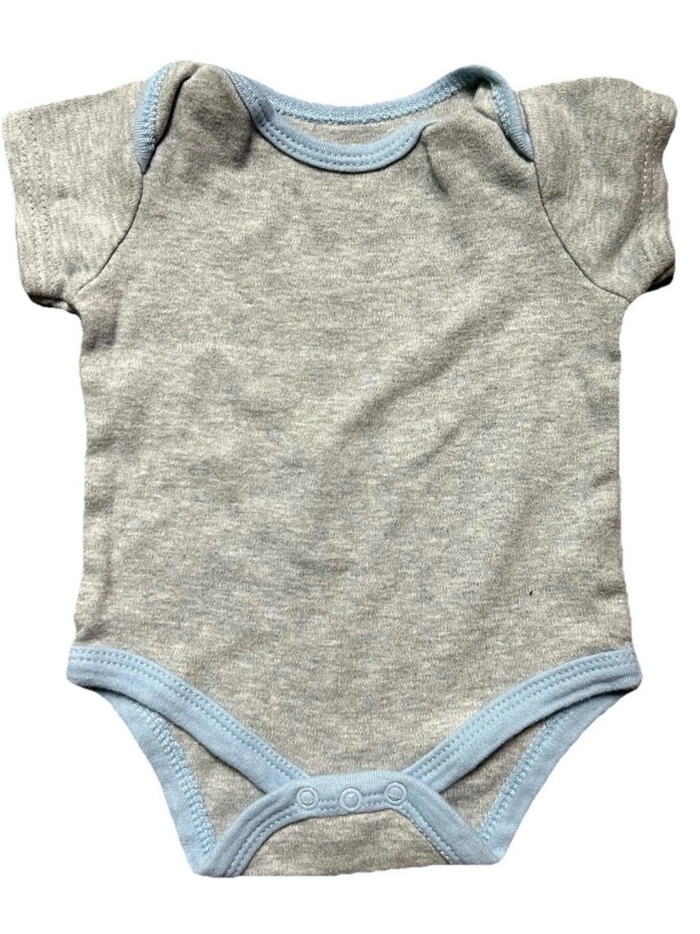 Baby Solid Short Sleeve Bodysuits Grey Navy Blue Stripes Size 3-6 Months - Picture 6 of 7